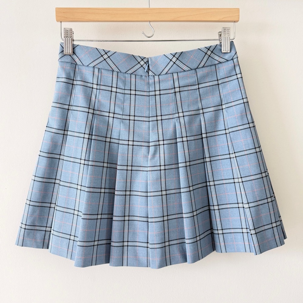 UNIQLO Blue Plaid Pleated Mini Skirt Size S Preppy Y2K Tennis - Picture 6 of 11